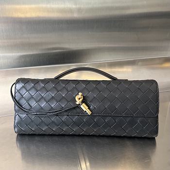 Bottega Veneta Long Clutch Andiamo With Handle Black 31x13x3cm