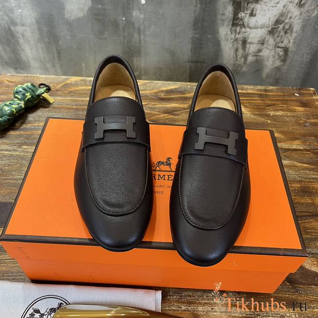 Hermes Black Brown Loafer - 1