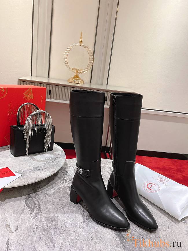 Christian Louboutin Lock Botta Leather Knee High Boots 7cm - 1