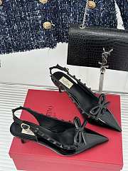 Valentino Rockstud Bow Slingback Pump Patent Black Heel 6cm - 4