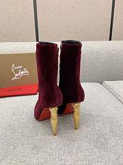 Christian Louboutin Burgundy Velvet Ankle Boots 10cm - 5