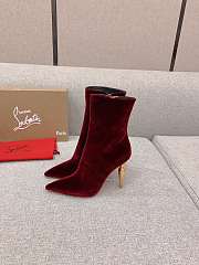 Christian Louboutin Burgundy Velvet Ankle Boots 10cm - 3