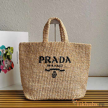 Prada Raffia Tote Bag Natural 40x34x16cm