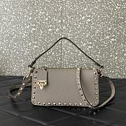 Valentino Garavani Grained Leather Grey Rockstud Bag 19x13x7cm - 1