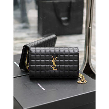 YSL Lambskin Cassande Chain Wallet Black 23x14x3cm