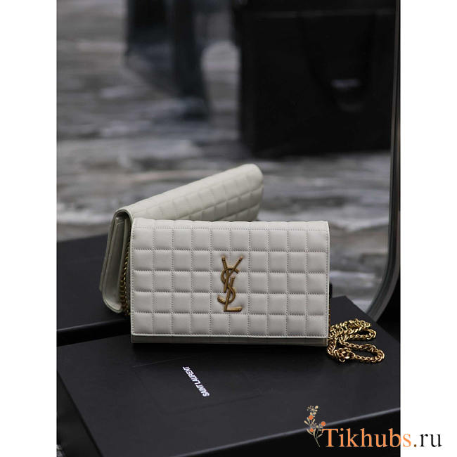 YSL Lambskin Cassande Chain Wallet White 23x14x3cm - 1