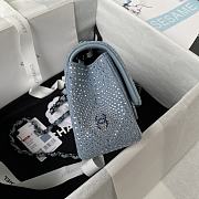 Chanel Small Flap Classic Handbag Velvet Crystal Pearl Blue 20cm - 6