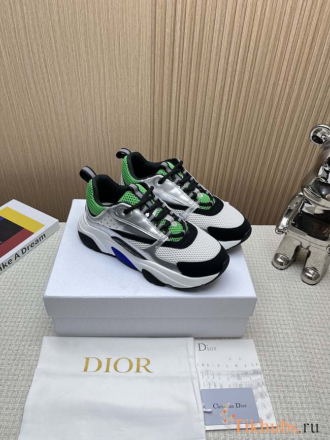 Dior B22 Green Silver Sneaker - 1