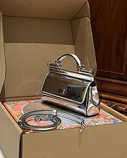 Dolce & Gabbana Small Sicily Laminated Top Handle Bag Silver 19x13x6cm - 5