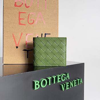 Bottega Veneta Intrecciato Leather Billfold Wallet Green 11x9.5x1cm