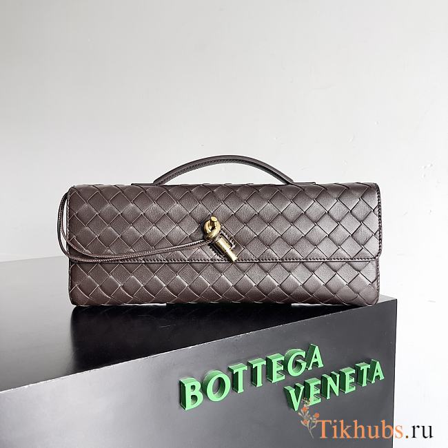 Bottega Veneta Long Clutch Andiamo With Handle Brown 31x13x3cm - 1