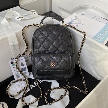 Chanel Backpack Mini Black Caviar Gold 18x13x9cm