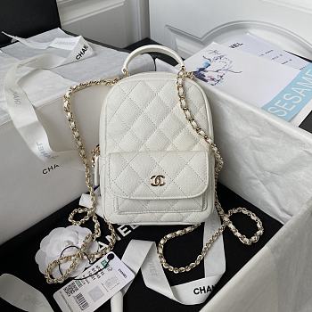 Chanel Backpack Mini White Caviar Gold 18x13x9cm