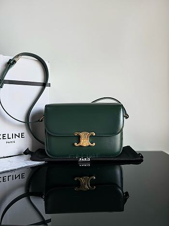 Celine Triomphe Bag In Shiny Calfskin Green 22x16.5x7cm