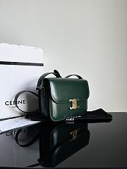 Celine Triomphe Bag In Shiny Calfskin Green 22x16.5x7cm - 3