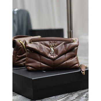 YSL Loulou Puffer In Lambskin Dark Brown 29x17x11cm