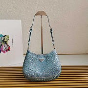 Prada Cleo Satin Bag With Crystals Blue 22x18.5x4.5cm - 1