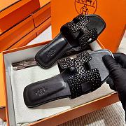 Hermes Oran Black Slipper - 2