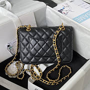 Chanel Flap Bag Black Gold Hardware 19x14x6cm - 3