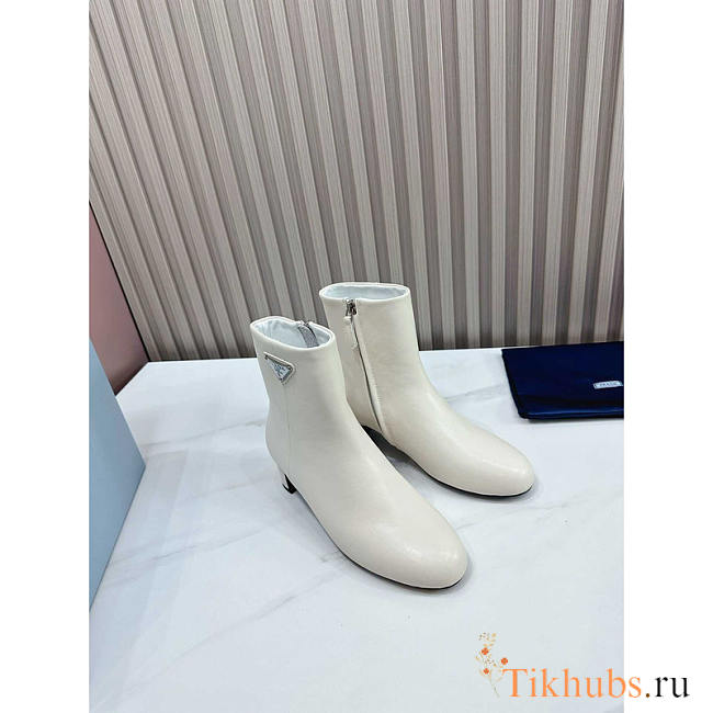 Prada Leather Ankle Boots White - 1