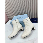 Prada Leather Ankle Boots White - 4