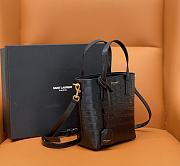 YSL Paris Mini Toy Shopping Crocodile Black 18x17x8cm - 6