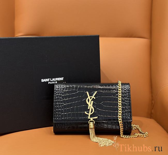 YSL Kate Crocodile Black Gold 20x13.5x5.5cm - 1