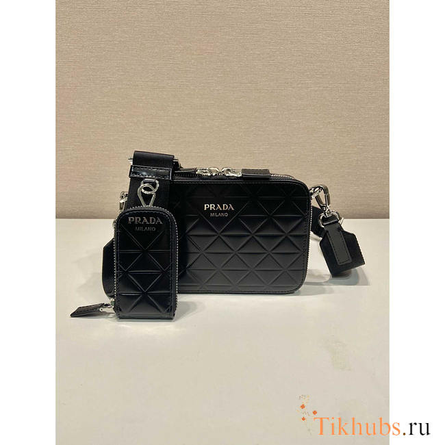 Prada Brique Leather Handbag Black 19x12x5cm - 1