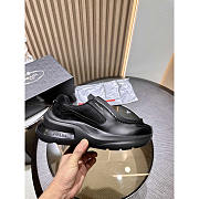 Prada Brushed Leather Sneakers Bike Fabric Suede Black - 3