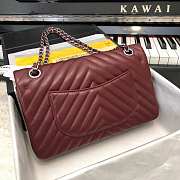 Chanel Flap Bag Chevron Red Wine Lambskin Silver 25cm - 3