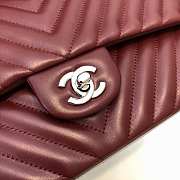 Chanel Flap Bag Chevron Red Wine Lambskin Silver 25cm - 2