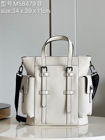 Louis Vuitton LV Taurillon Christopher Tote White 34x39x11cm