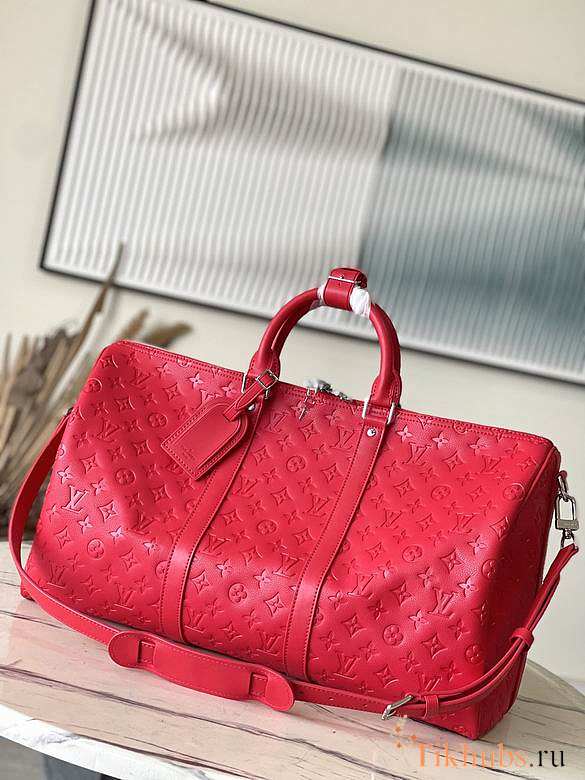 Louis Vuitton LV Keepall Bandoulière 50 Red Taurillon 50 x 29 x 23 cm - 1