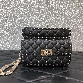 Valentino Small Rockstud Spike Bag Black 20x5x11.5cm