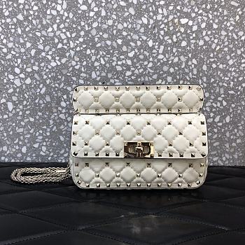 Valentino Small Rockstud Spike Bag White 20x5x11.5cm