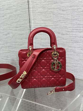 Dior Small Lady Red Gold Hardware 20cm