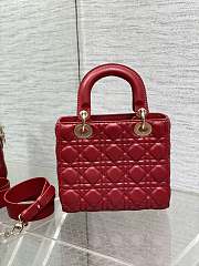 Dior Small Lady Red Gold Hardware 20cm - 4