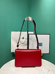 Prada Triangle-Logo Leather Shoulder Bag Red 24x15x6cm - 2