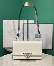 Prada Triangle-Logo Leather Shoulder Bag White 24x15x6cm - 1