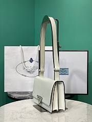 Prada Triangle-Logo Leather Shoulder Bag White 24x15x6cm - 4