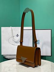 Prada Triangle-Logo Leather Shoulder Bag Brown 24x15x6cm - 4