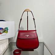 Prada Cleo Brushed Leather Shoulder Bag Red 24x19x6cm - 1