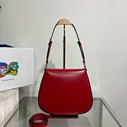 Prada Cleo Brushed Leather Shoulder Bag Red 24x19x6cm - 5