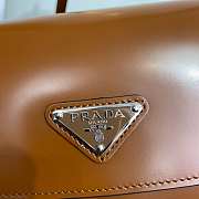 Prada Cleo Brushed Leather Shoulder Bag Brown 24x19x6cm - 4