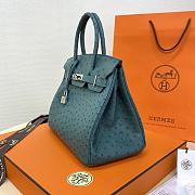 Hermes Birkin Green Ostrich Silver Hardware 30cm - 5