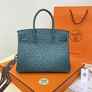 Hermes Birkin Green Ostrich Silver Hardware 30cm - 2