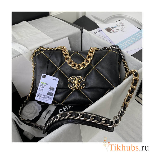 Chanel 19 Flap Bag Black Gold 26cm - 1