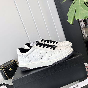 Chanel Logo Low Top Sneakers White Black