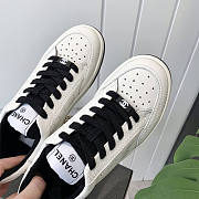 Chanel Logo Low Top Sneakers White Black - 5