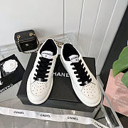 Chanel Logo Low Top Sneakers White Black - 3